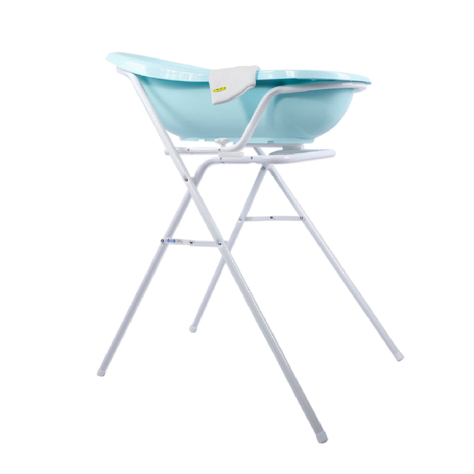 Baignoire bébé 84 aigue-marine + support de bain + gant de toilette