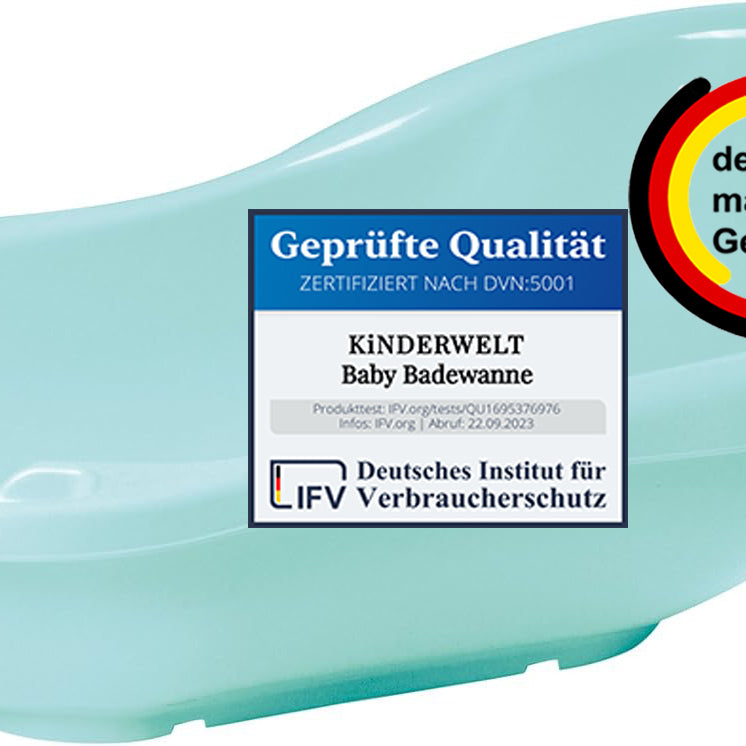 KiNDERWELT Babywanne 84 cm - Baby Badewanne - BPA-Frei - Wanne zum Baden für Babys und Neugeborene - aquamarin