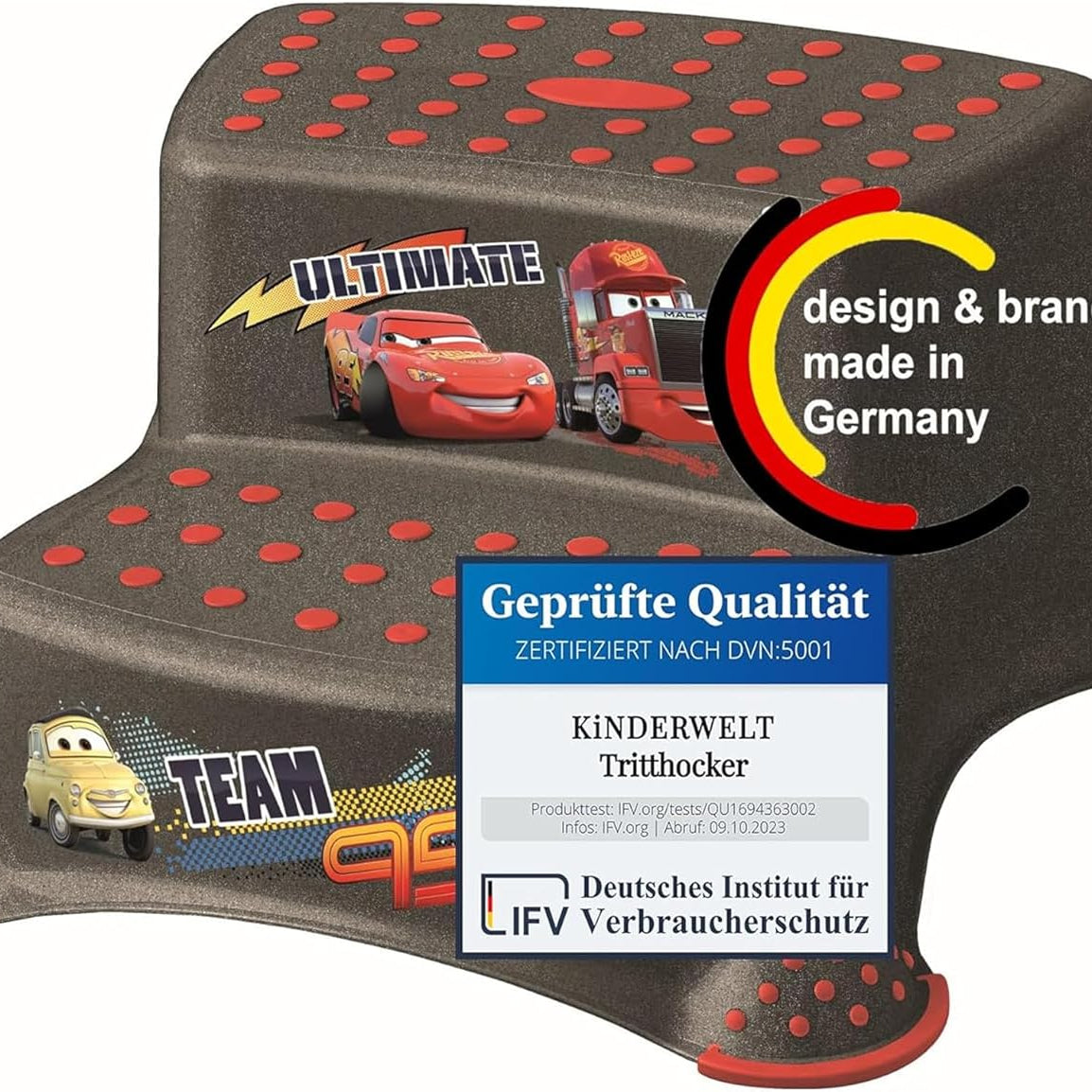 Escabeau à deux marches haut de gamme Tabouret stable métallique Disney Cars