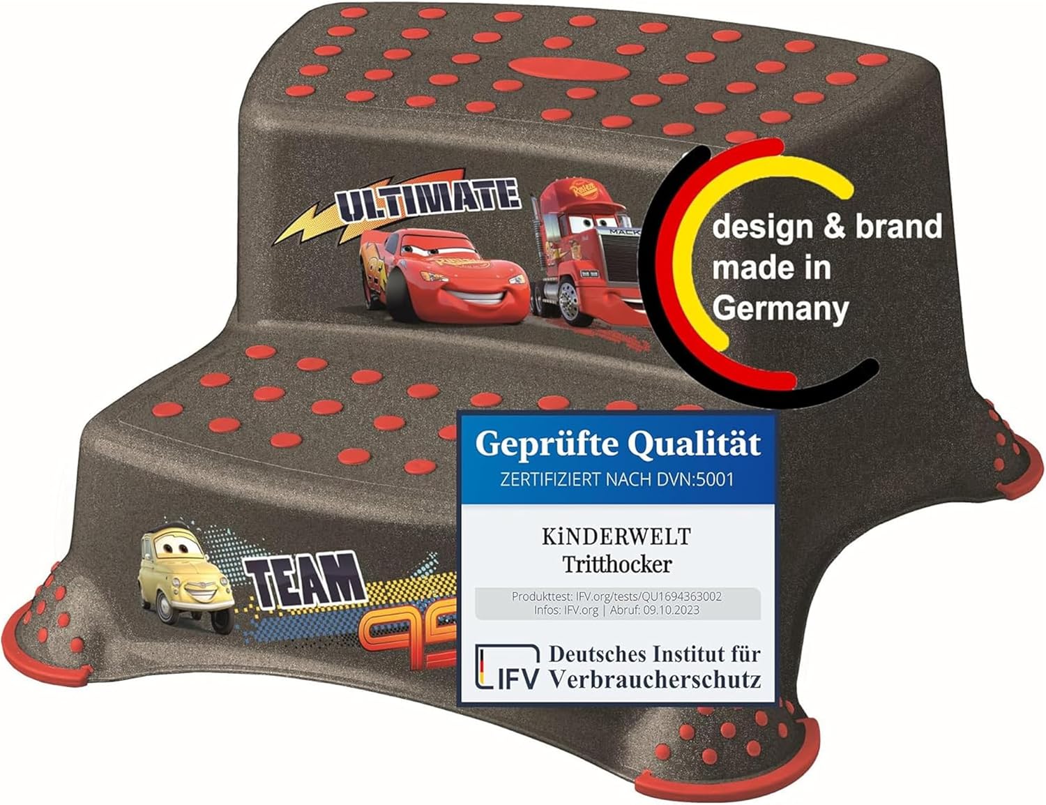 Escabeau à deux marches haut de gamme Tabouret stable métallique Disney Cars