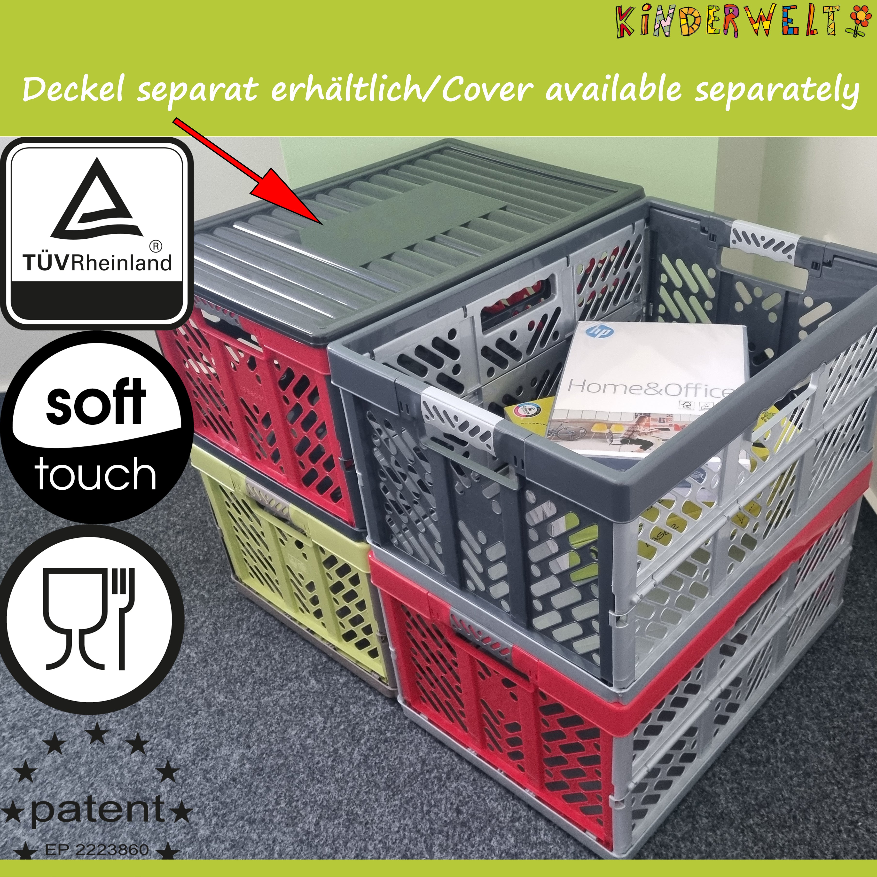 1 x Klappbox 45 L bis 50 kg Faltbox robuste Transportkiste Kunststoff-Faltbox, Korb zur Aufbewahrung, schwarz/blau