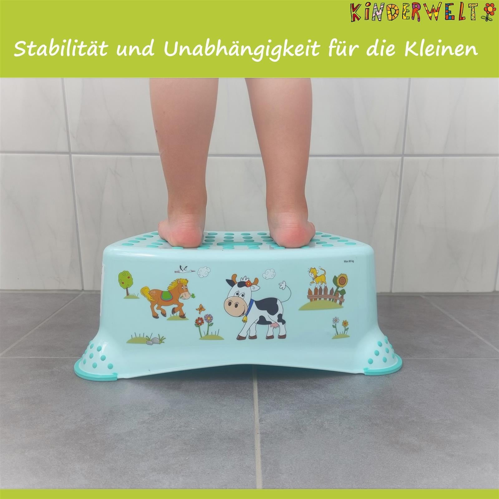 Lot de 2 embouts WC Funny Farm aigue-marine + tabouret réducteur de toilettes