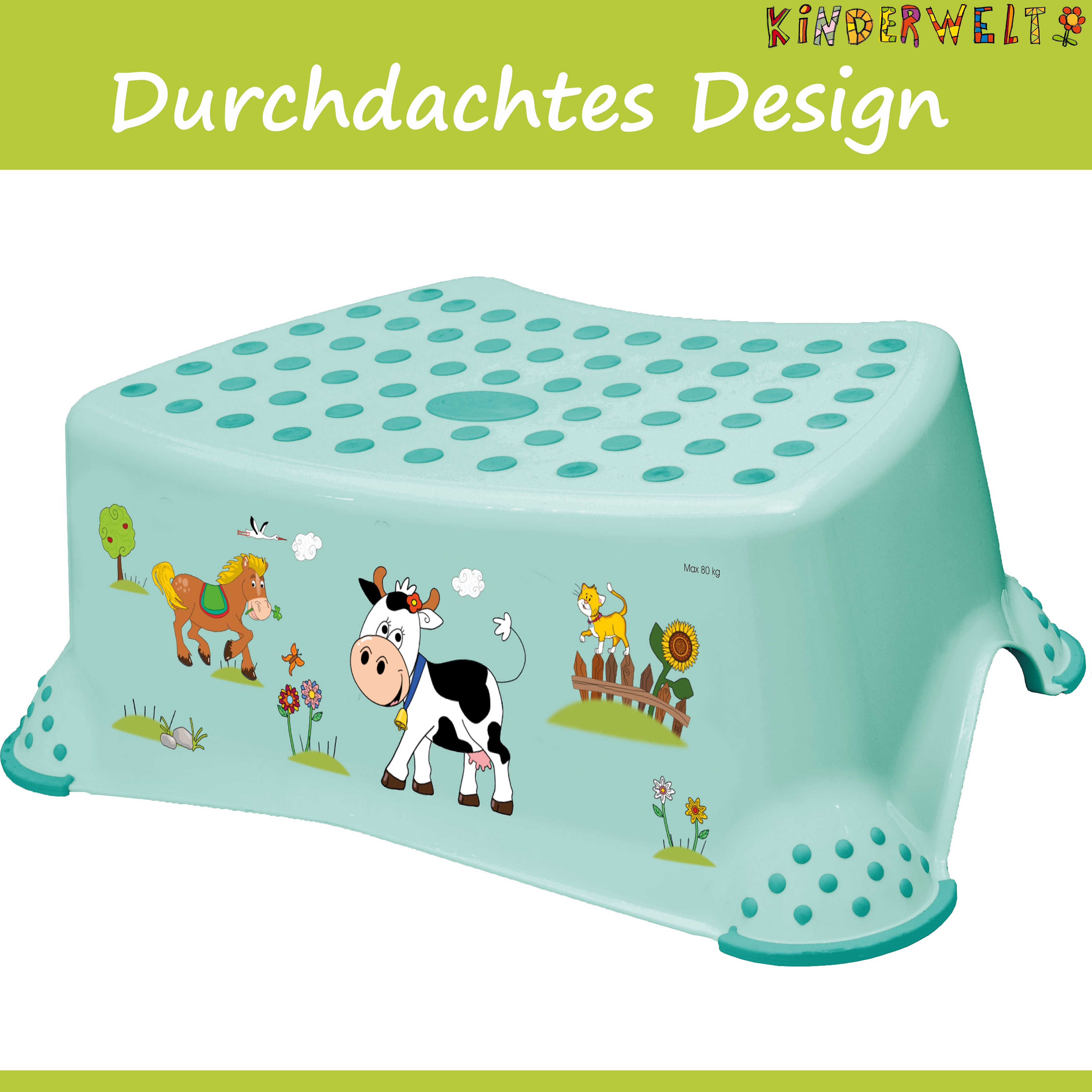 3er Set Funny Farm aquamarin: Kindertopf + WC Aufsatz + Hocker mit Anti-Rutsch-Funktion