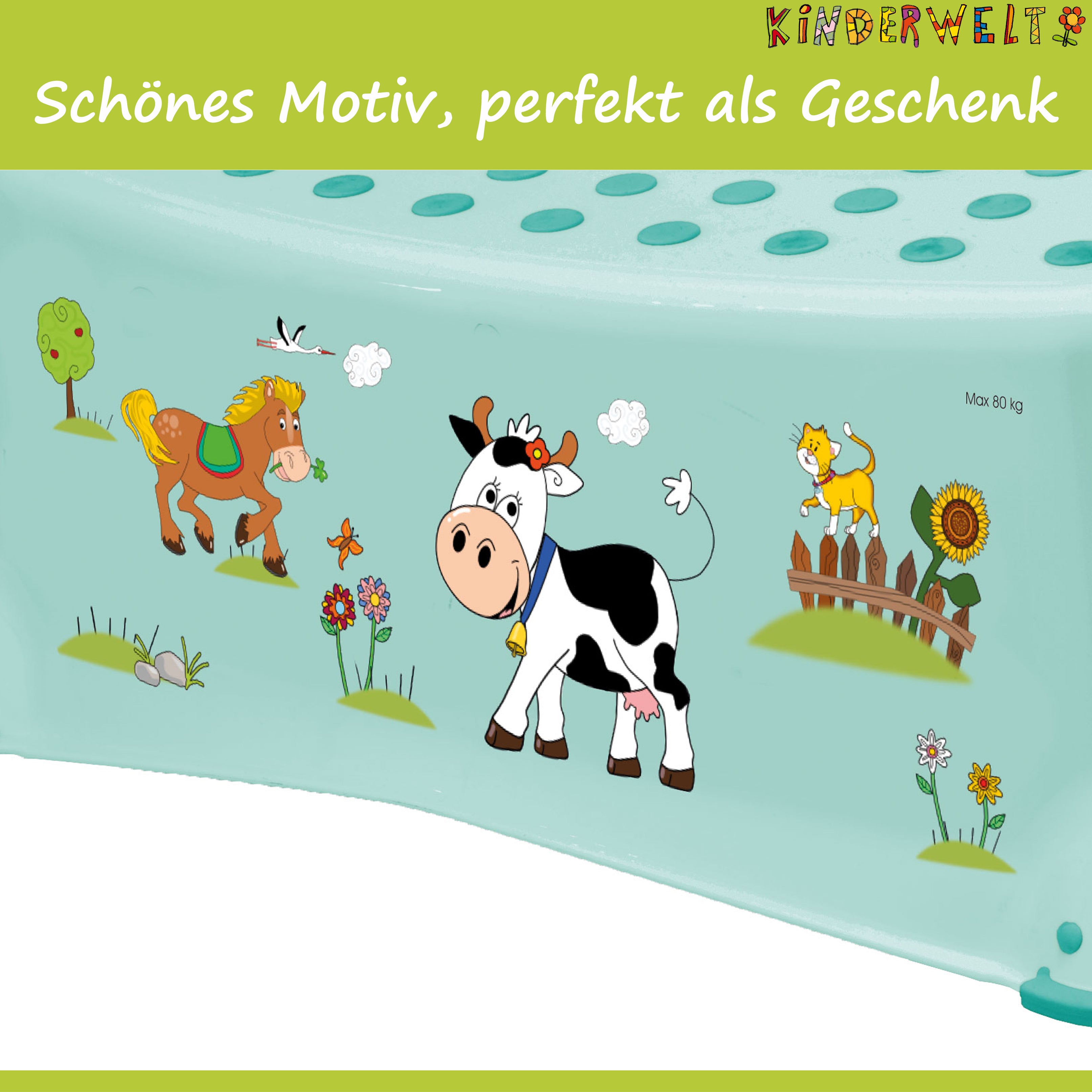 3er Set Funny Farm aquamarin: Kindertopf + WC Aufsatz + Hocker mit Anti-Rutsch-Funktion
