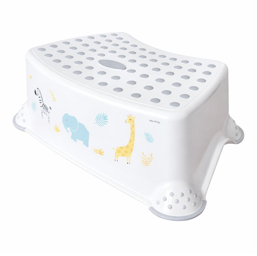 Premium stabiler Tritthocker Tier Motiv weiß