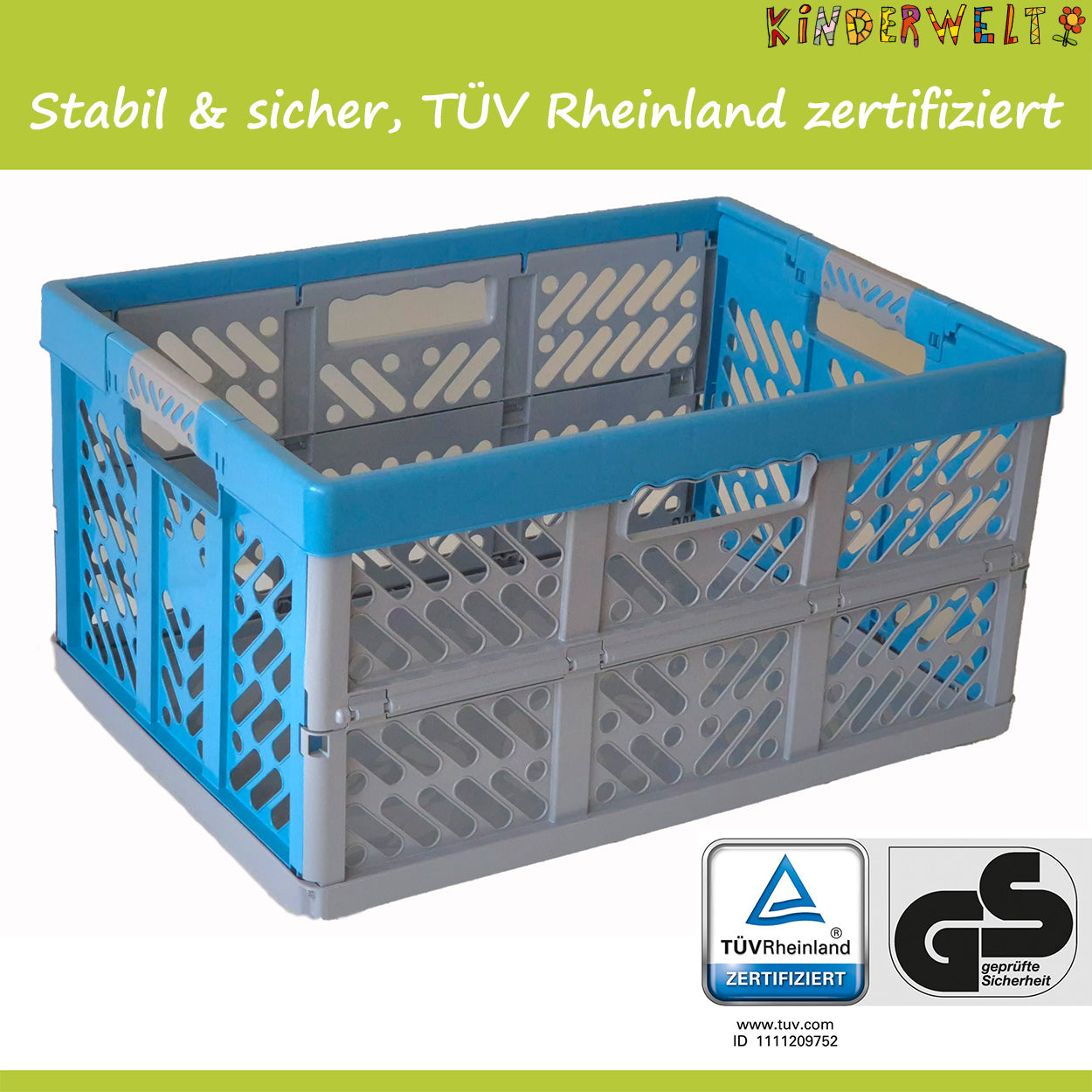 KiNDERWELT 10 x Robuste Profi - Klappbox 45 L bis 50 kg - Faltbox, Kiste, Korb zur Aufbewahrung, Transport - blau