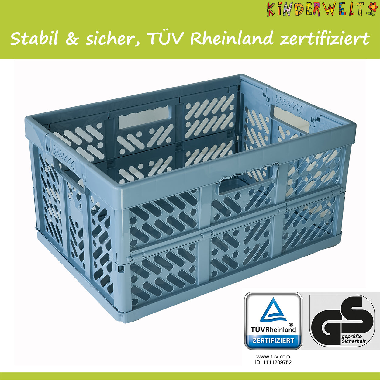 KiNDERWELT 6 x Robuste Profi - Klappbox 45 L bis 50 kg - Faltbox, Kiste, Korb zur Aufbewahrung, Transport - blau