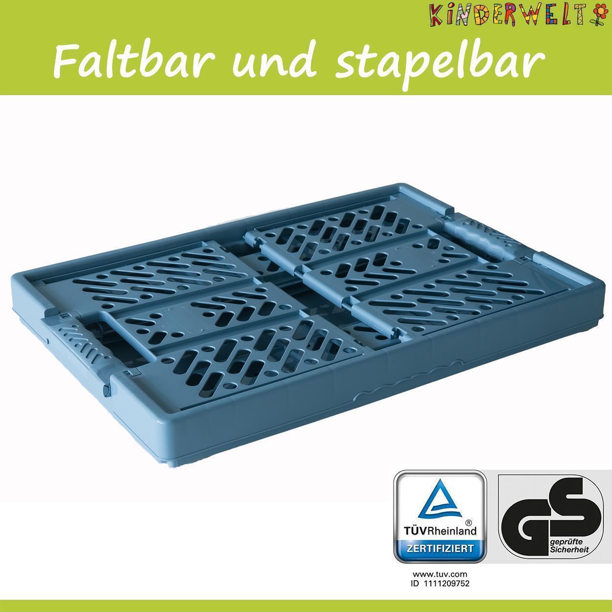 KiNDERWELT 10 x Robuste Profi - Klappbox 45 L bis 50 kg - Faltbox, Kiste, Korb zur Aufbewahrung, Transport - blau