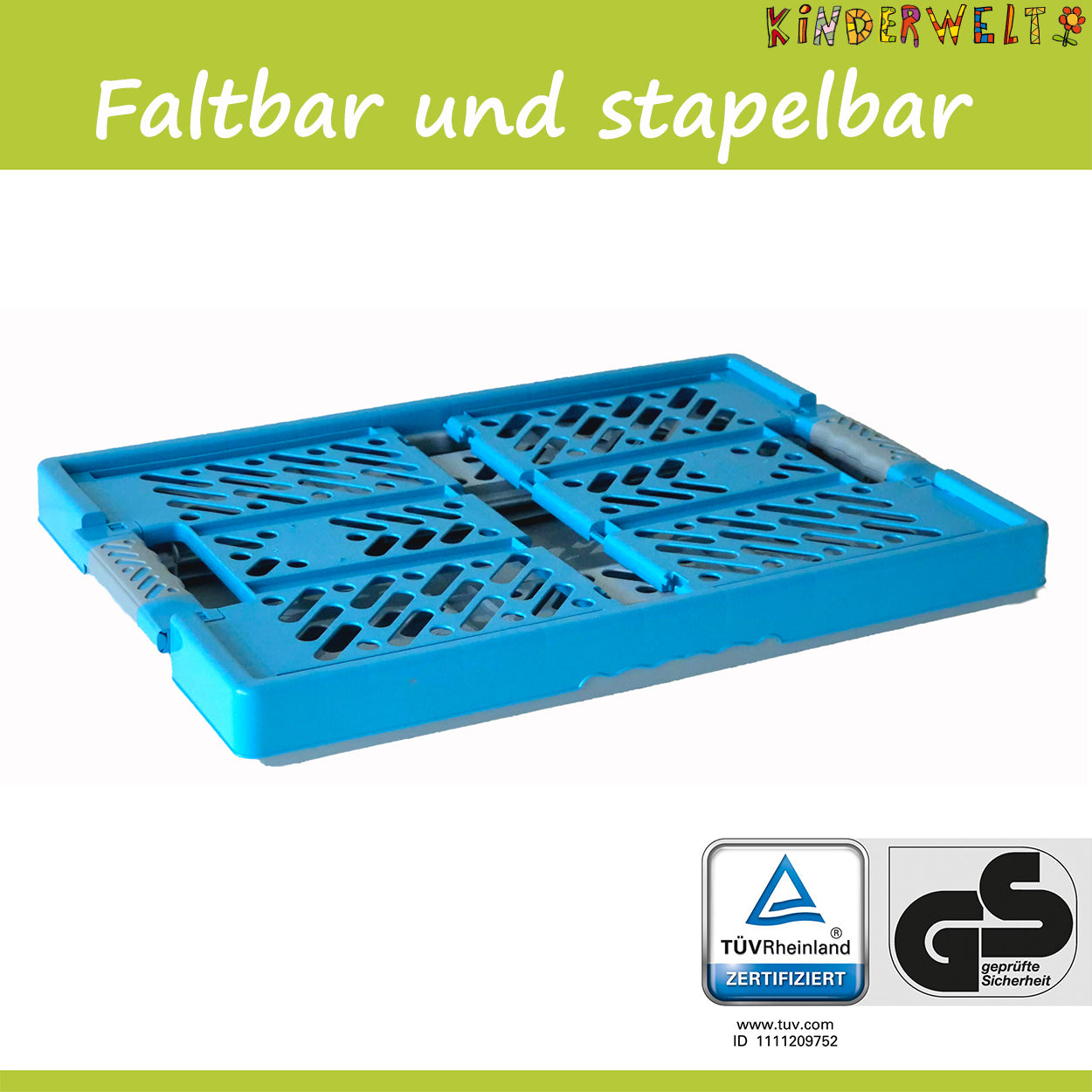 KiNDERWELT 10 x Robuste Profi - Klappbox 45 L bis 50 kg - Faltbox, Kiste, Korb zur Aufbewahrung, Transport - blau