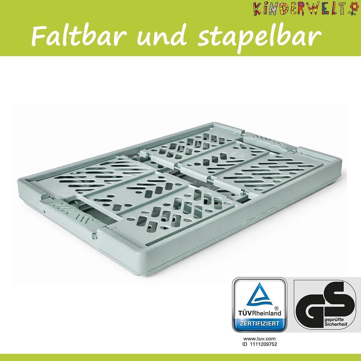 KiNDERWELT 6 x Robuste Profi - Klappbox 45 L bis 50 kg - Faltbox, Kiste, Korb zur Aufbewahrung, Transport - mintweiss