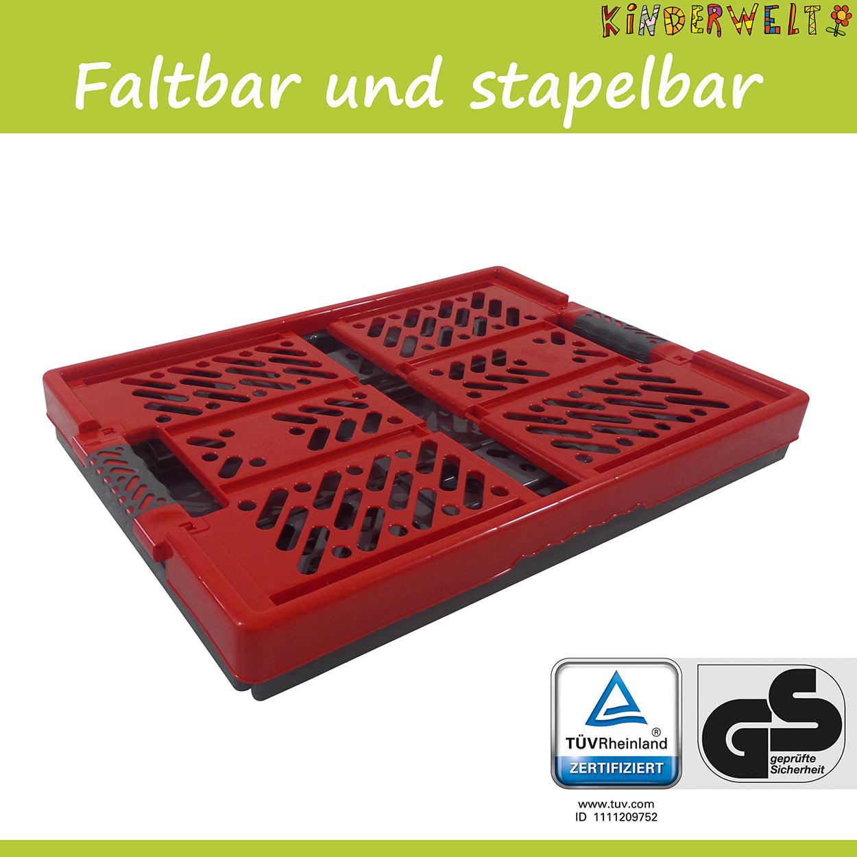 4 x boîtes pliantes professionnelles robustes rouge/anthracite avec poignées soft-touch