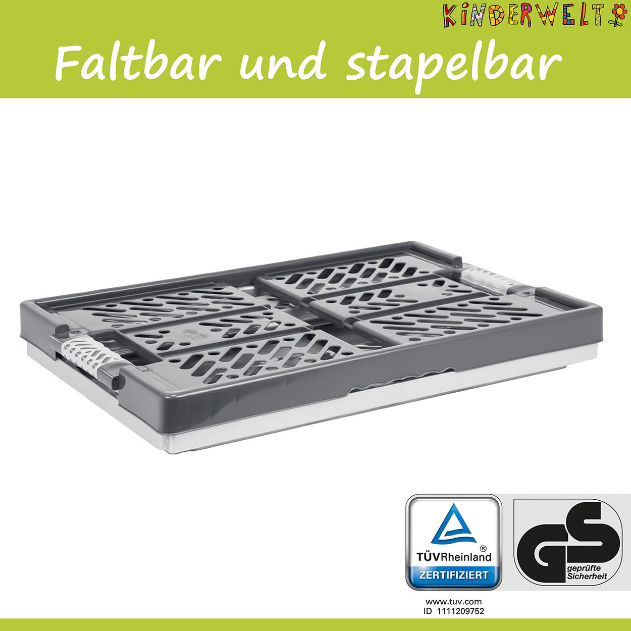 Boîte pliante professionnelle certifiée TÜV. 45 L à 50 kg caisse pliante argent/gris caisse 10 x