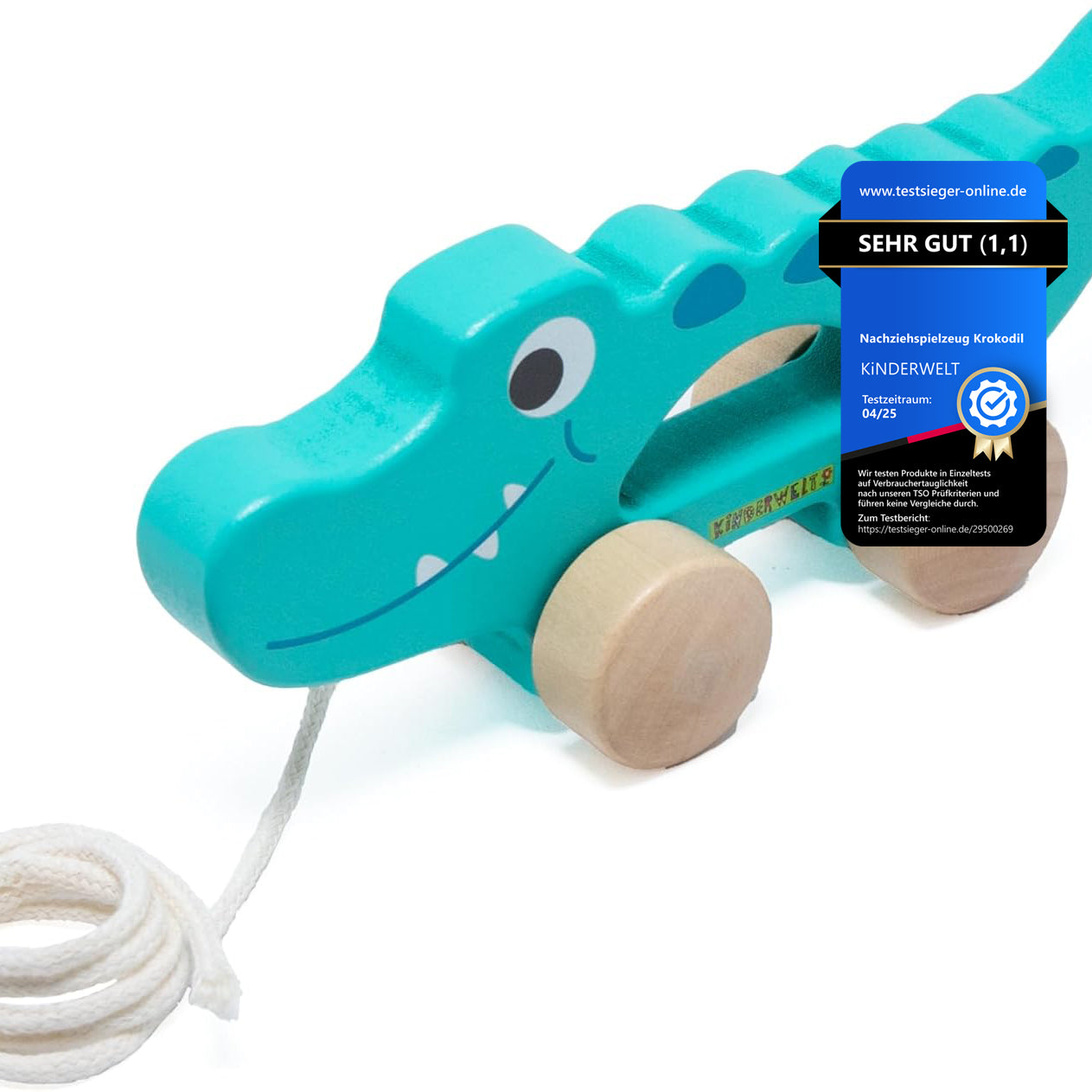 Jouet à tirer crocodile en bois, jouet éducatif adapté aux enfants, jouet pour enfants pour tirer, pousser et jouer
