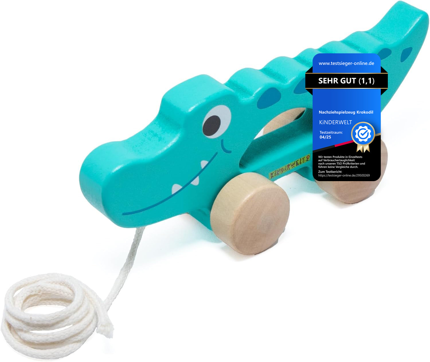Jouet à tirer crocodile en bois, jouet éducatif adapté aux enfants, jouet pour enfants pour tirer, pousser et jouer
