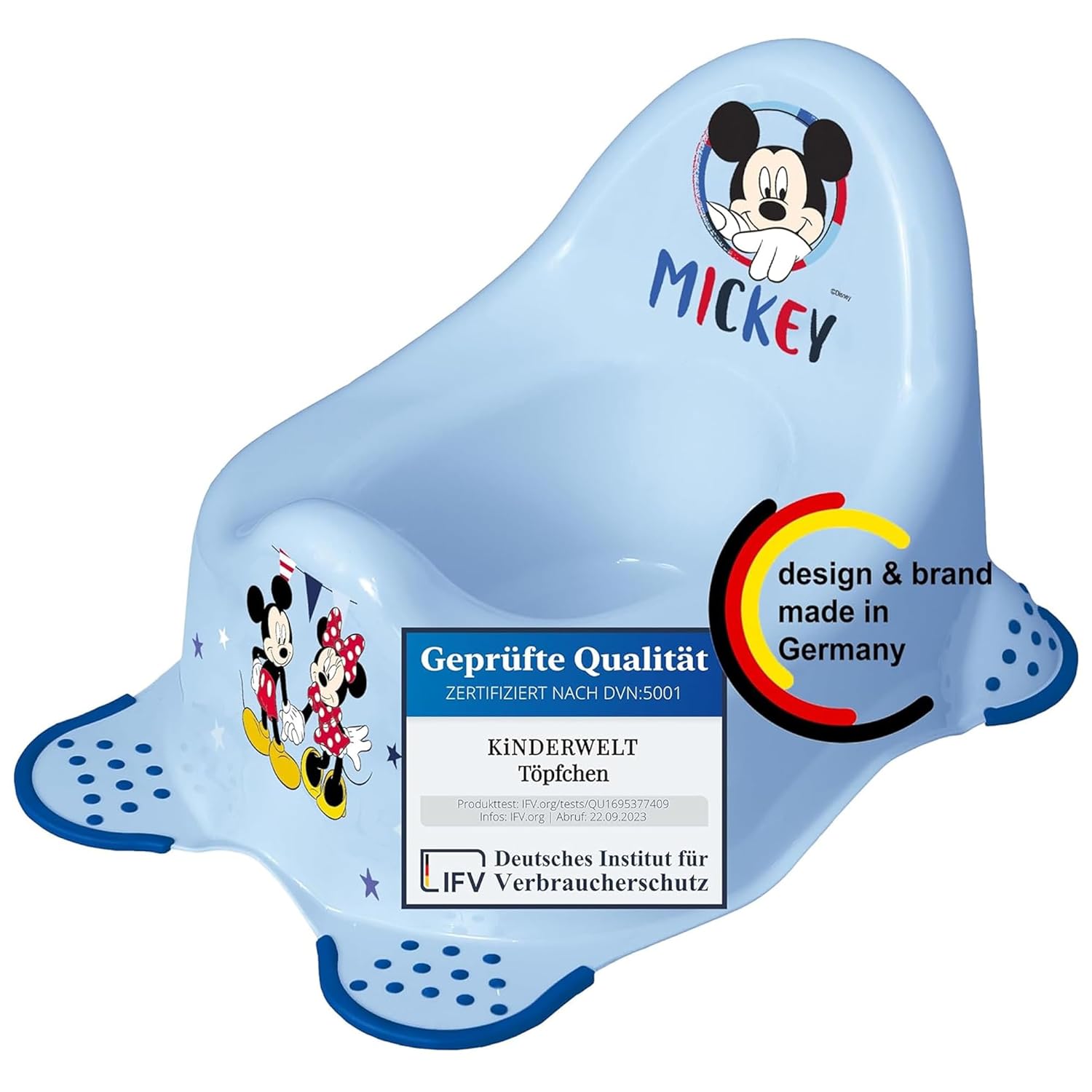 Pot Disney Mickey Mouse bleu pour bébés et enfants, pot bébé stable avec fonction antidérapante
