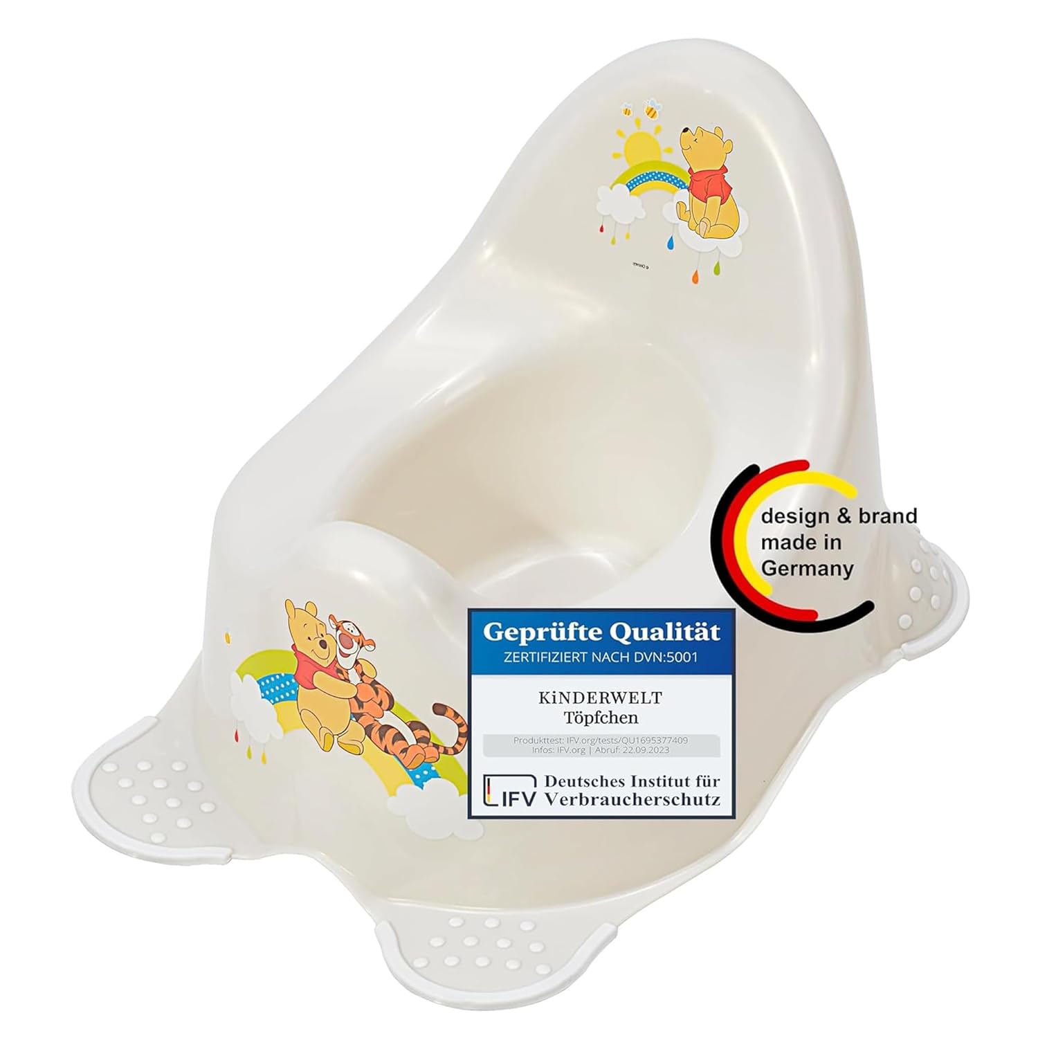 Perl Premium Pot Disney Winnie l'ourson pour bébés et enfants, pot bébé stable avec fonction antidérapante, blanc perle