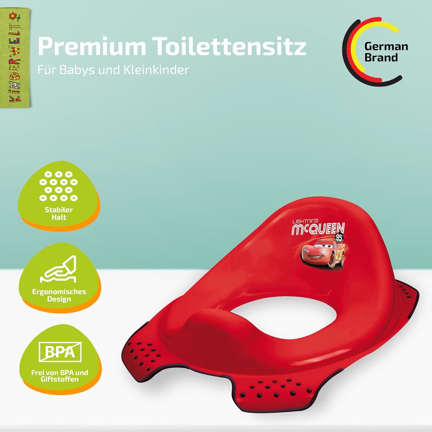 Abattant de toilette premium pour enfants Disney Cars rouge pour toilettes d'écurie pour enfants