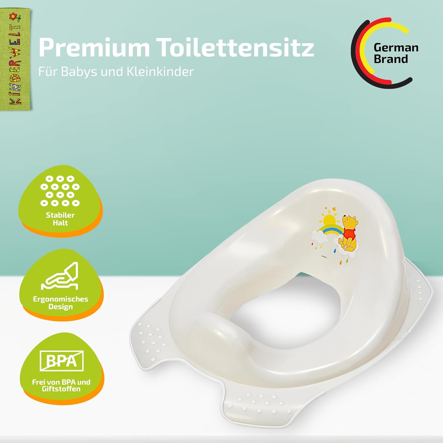 Abattant de toilette enfant premium blanc nacré Disney Winnie l'ourson pour toilette d'écurie enfant