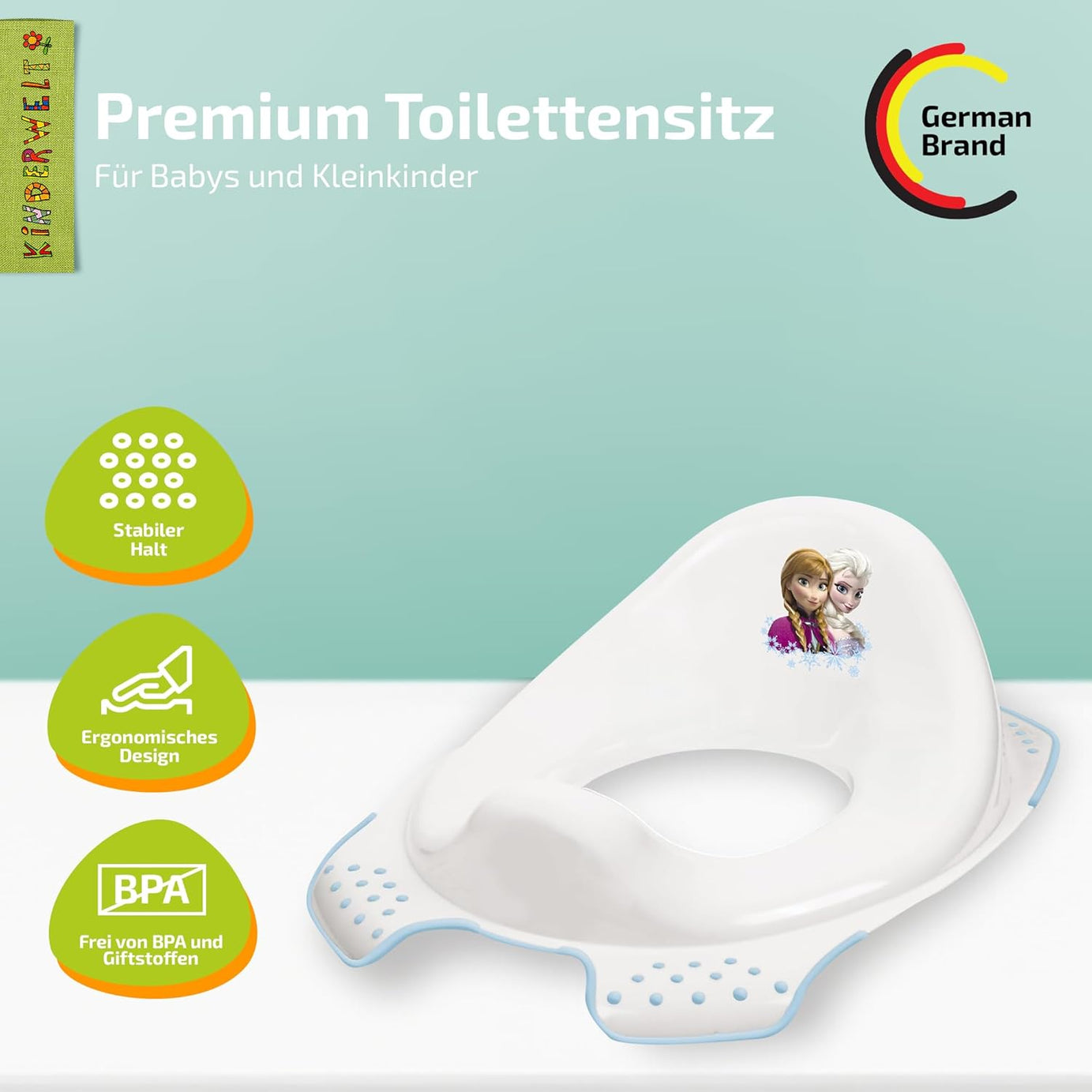 Abattant de toilette enfant premium Disney La Reine des Neiges blanc pour toilettes d'écurie enfants
