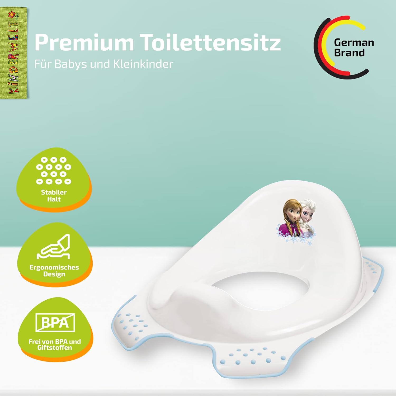 Abattant de toilette enfant premium Disney La Reine des Neiges blanc pour toilettes d'écurie enfants