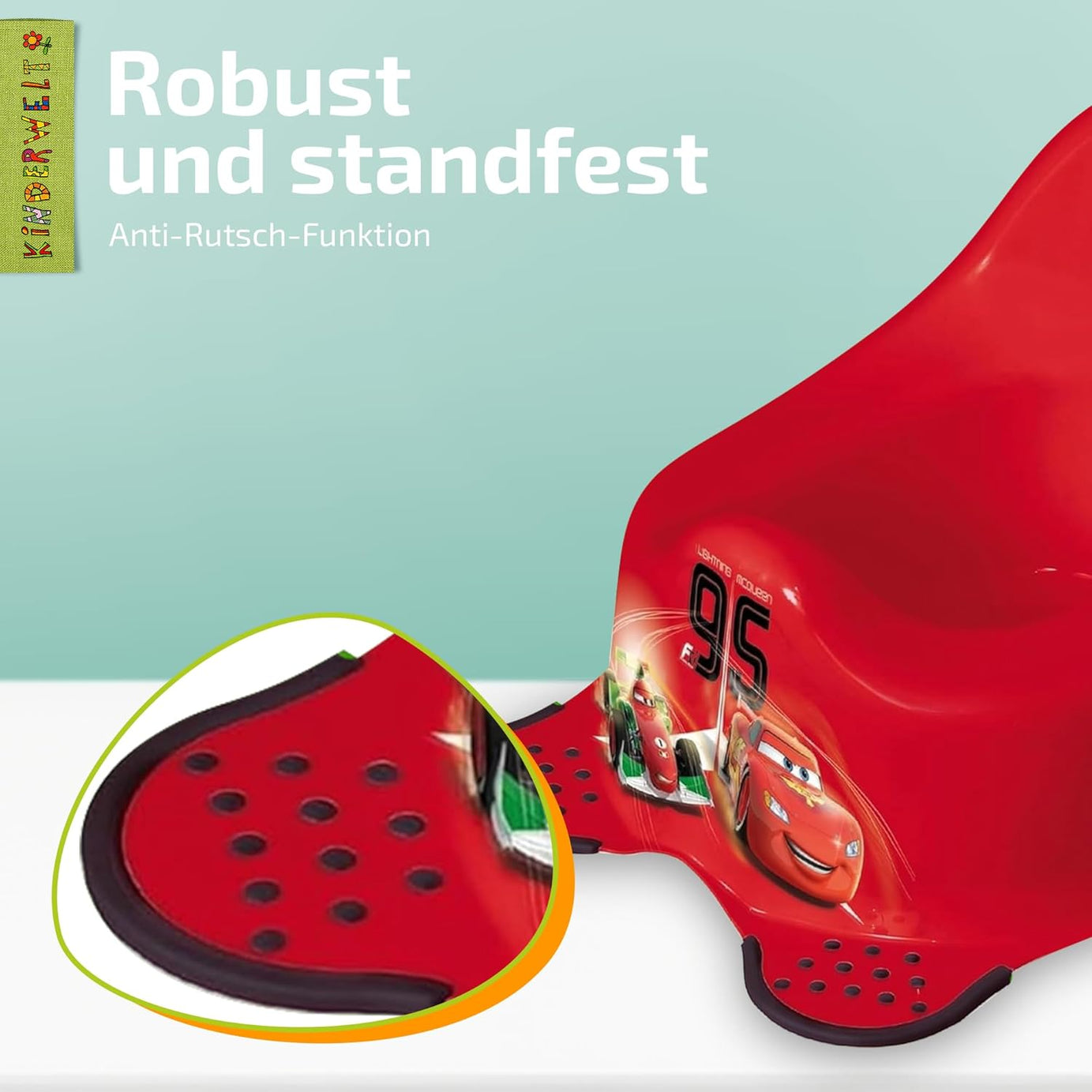 Pot Disney Cars rouge pour bébés et enfants, pot bébé stable avec fonction antidérapante
