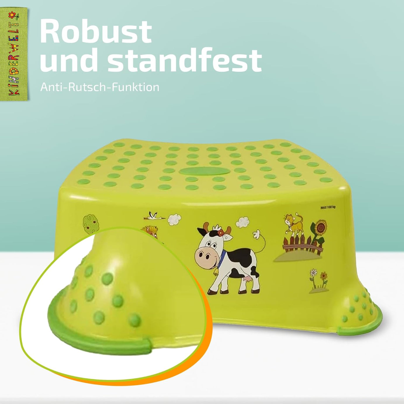 Escabeau premium Tabouret stable vert amusant pour enfants