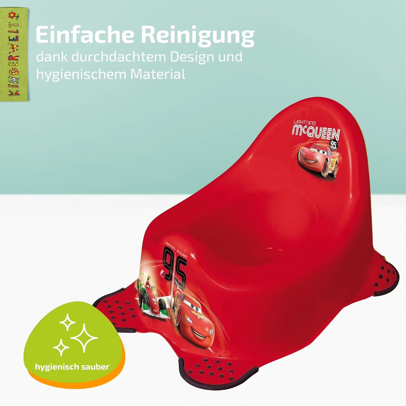 Pot Disney Cars rouge pour bébés et enfants, pot bébé stable avec fonction antidérapante