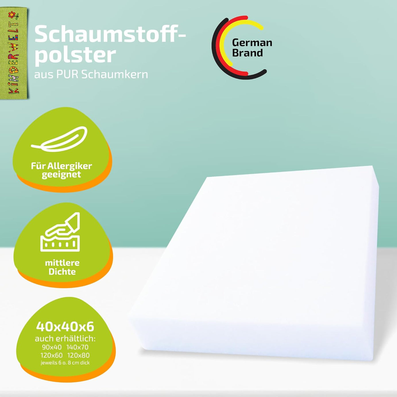 1 x Schaumstoff Polster Schaumstoffplatte Schaum Matratze 40 x 40 x 6 cm