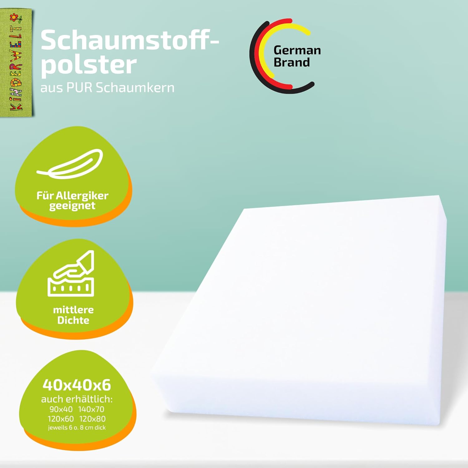 1 x Schaumstoff Polster Schaumstoffplatte Schaum Matratze 40 x 40 x 6 cm