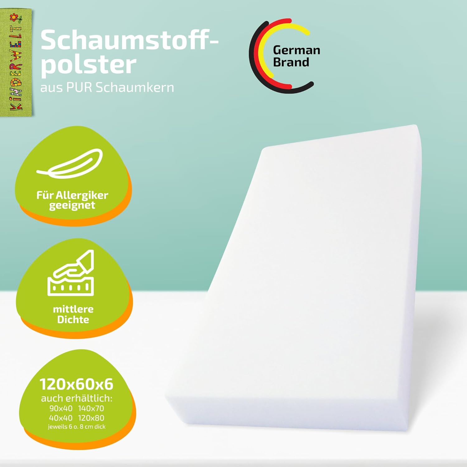 Schaumstoff Polster Schaumstoffplatte Schaum Matratze 120 x 60 x 6 cm