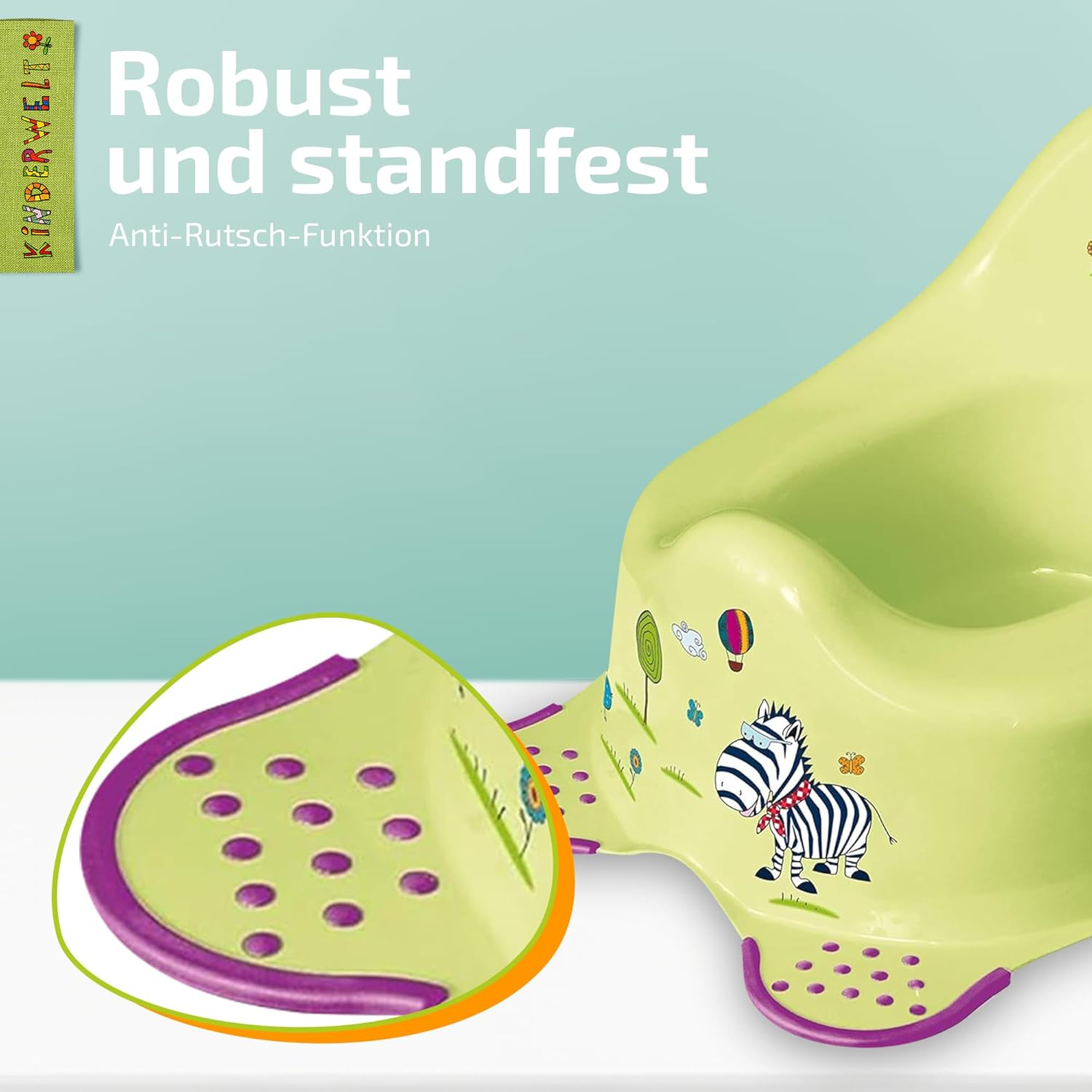 Pot Hippo vert pour bébés et enfants, pot bébé stable avec fonction antidérapante