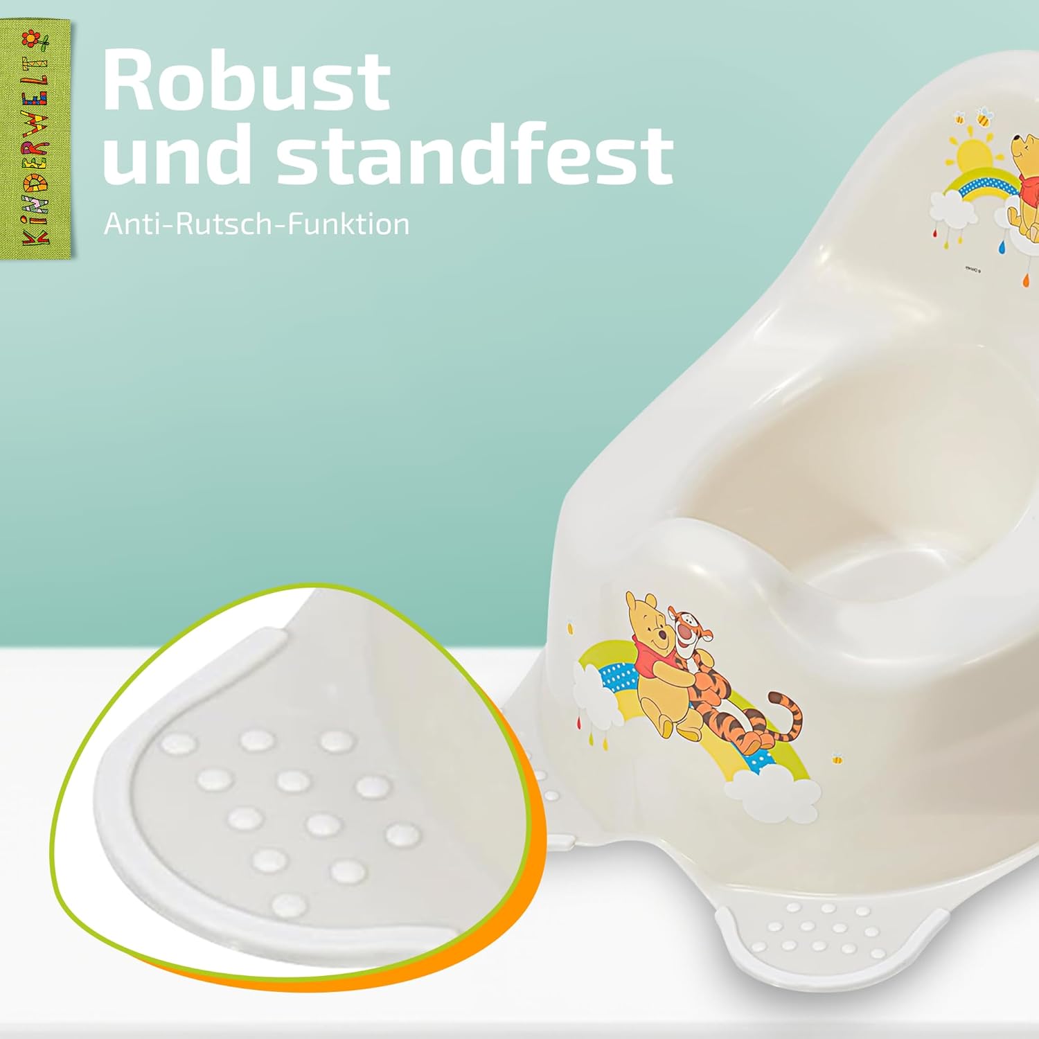 Disney Winnie Puuh perlweiß Toilettensitz + zweistufiger Hocker + Topf  mit Anti-Rutsch-Funktion