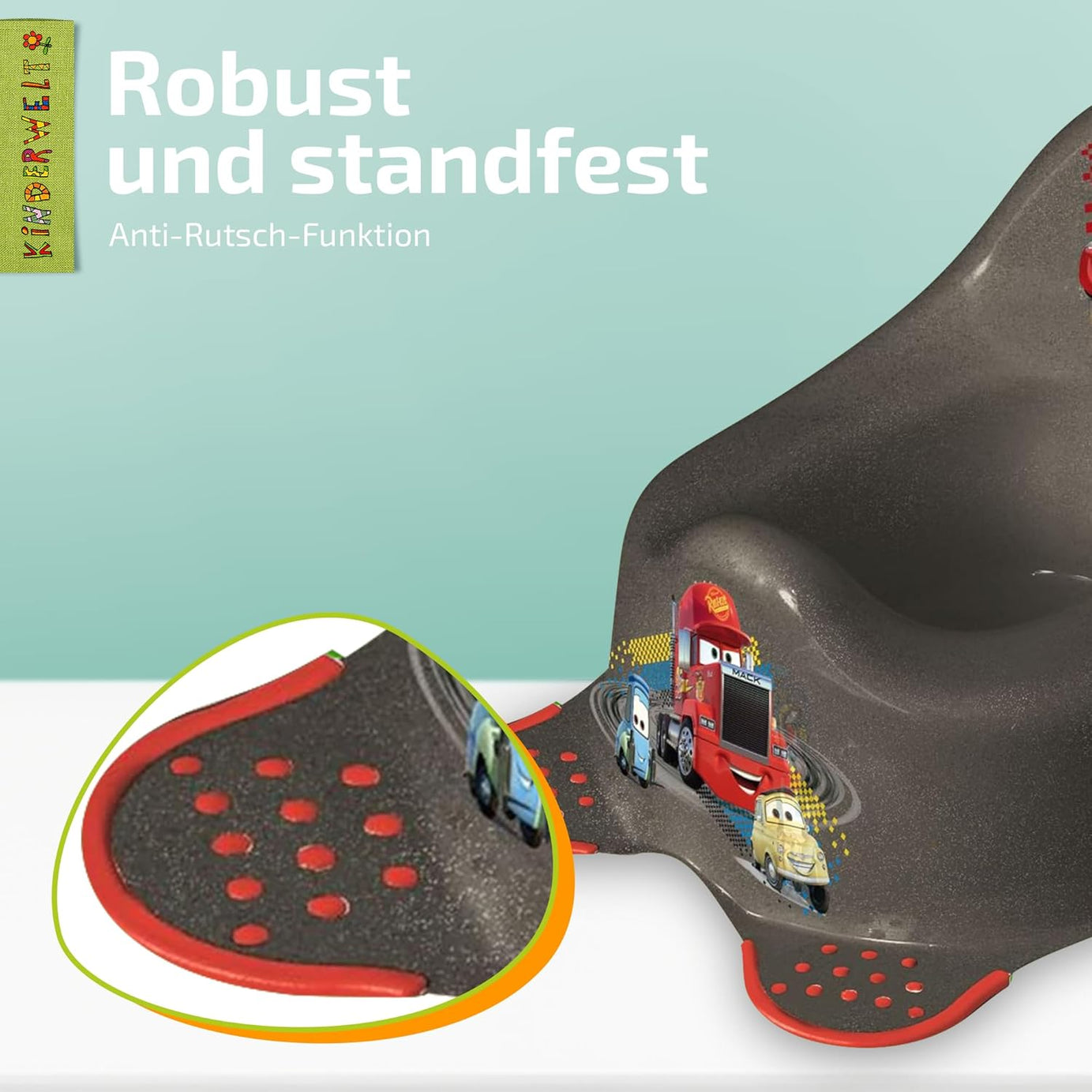 Pot Disney Cars métallique pour bébés et enfants, pot bébé stable avec fonction antidérapante