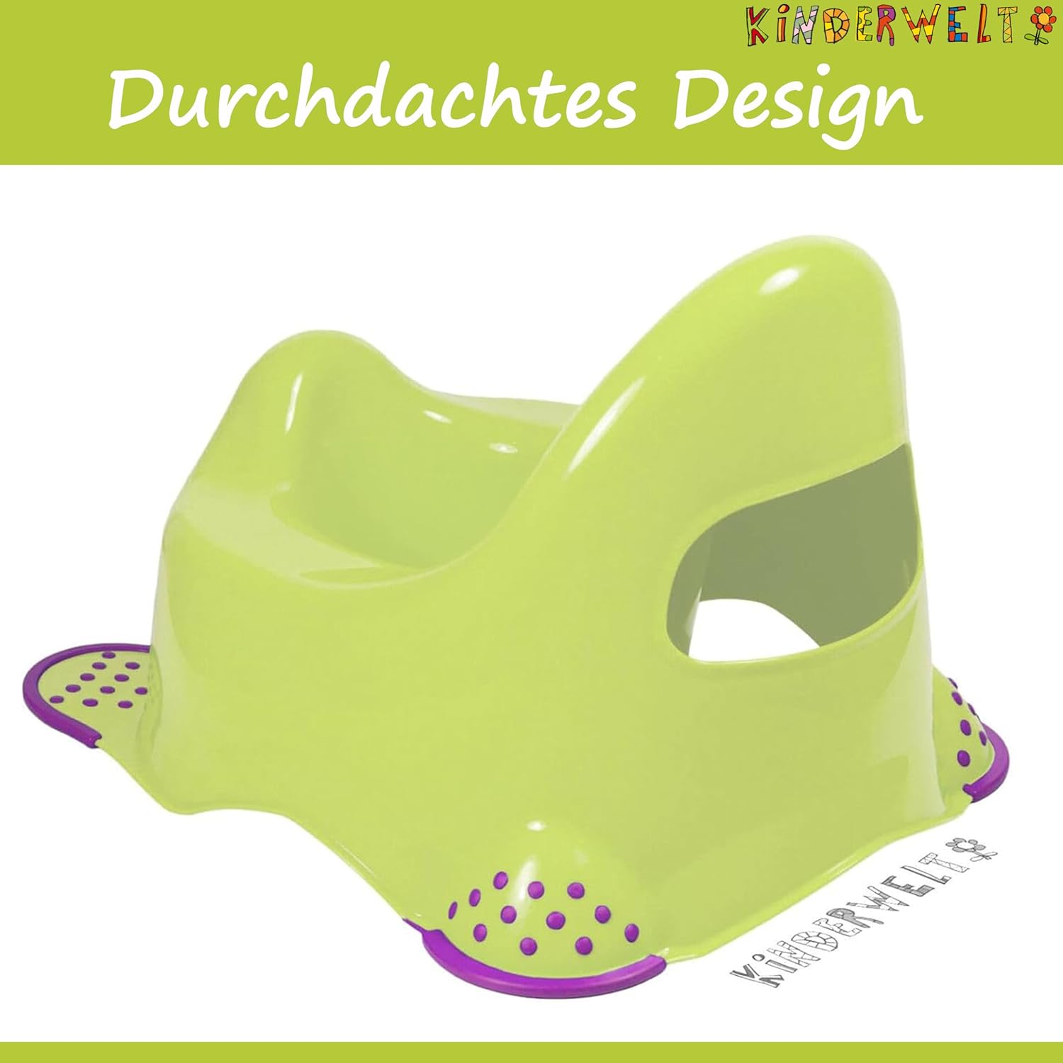 Pot Hippo vert pour bébés et enfants, pot bébé stable avec fonction antidérapante