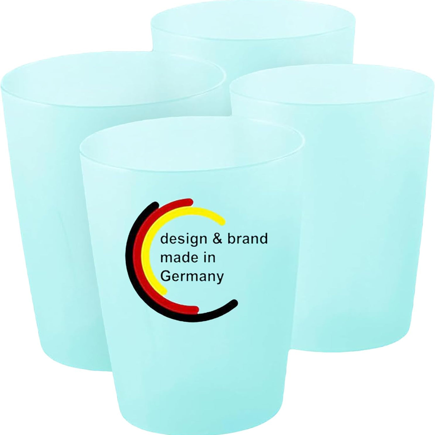 KiNDERWELT Trinkbecher Set 4x250 ml aquamarin aus Kunststoff - wiederverwendbare, spülmaschinenfest,  Kindergeburtstage, Grillabende, Parties, Picknicks