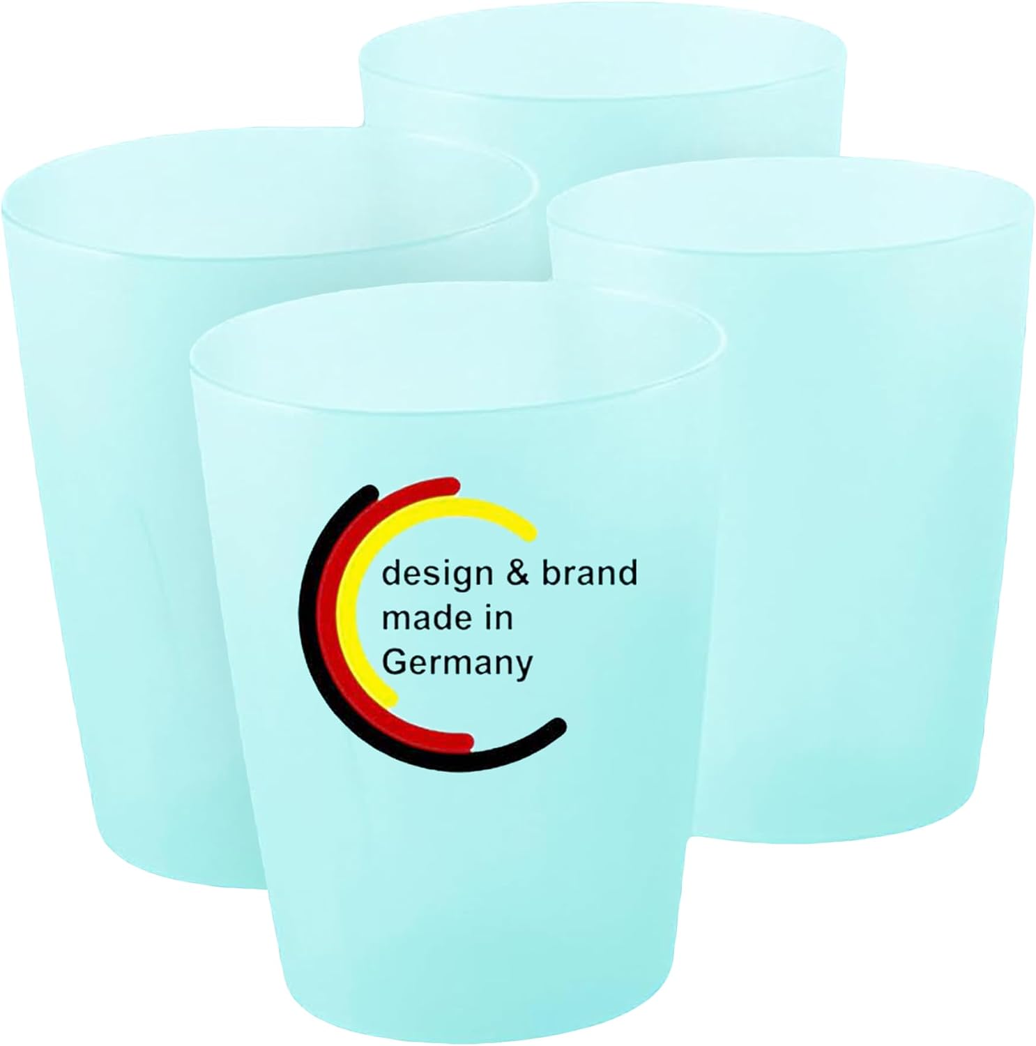 KiNDERWELT Trinkbecher Set 4x250 ml aquamarin aus Kunststoff - wiederverwendbare, spülmaschinenfest, Kindergeburtstage, Grillabende, Parties, Picknicks