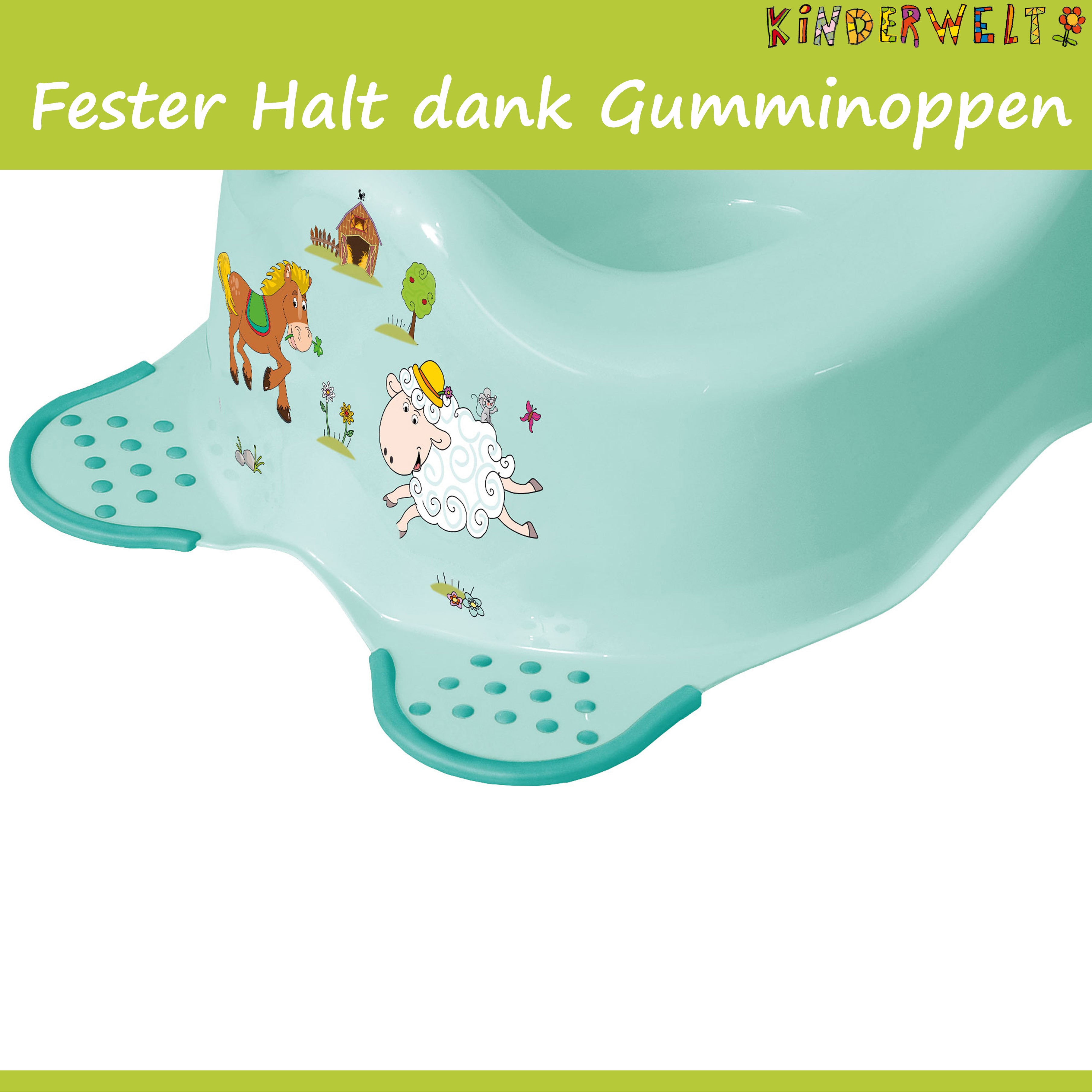 3er Set Funny Farm aquamarin: Kindertopf + WC Aufsatz + Hocker mit Anti-Rutsch-Funktion