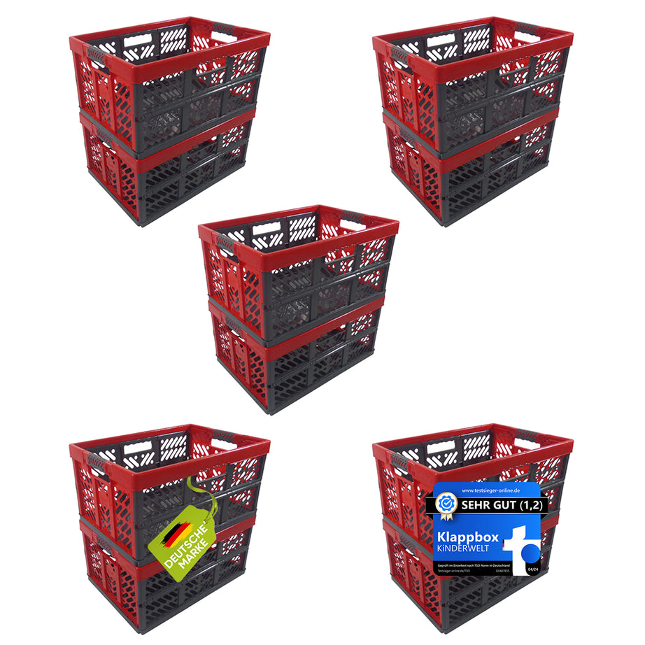 Professional folding box 45 L up to 50 kg anthracite / red folding box box crate 10 x