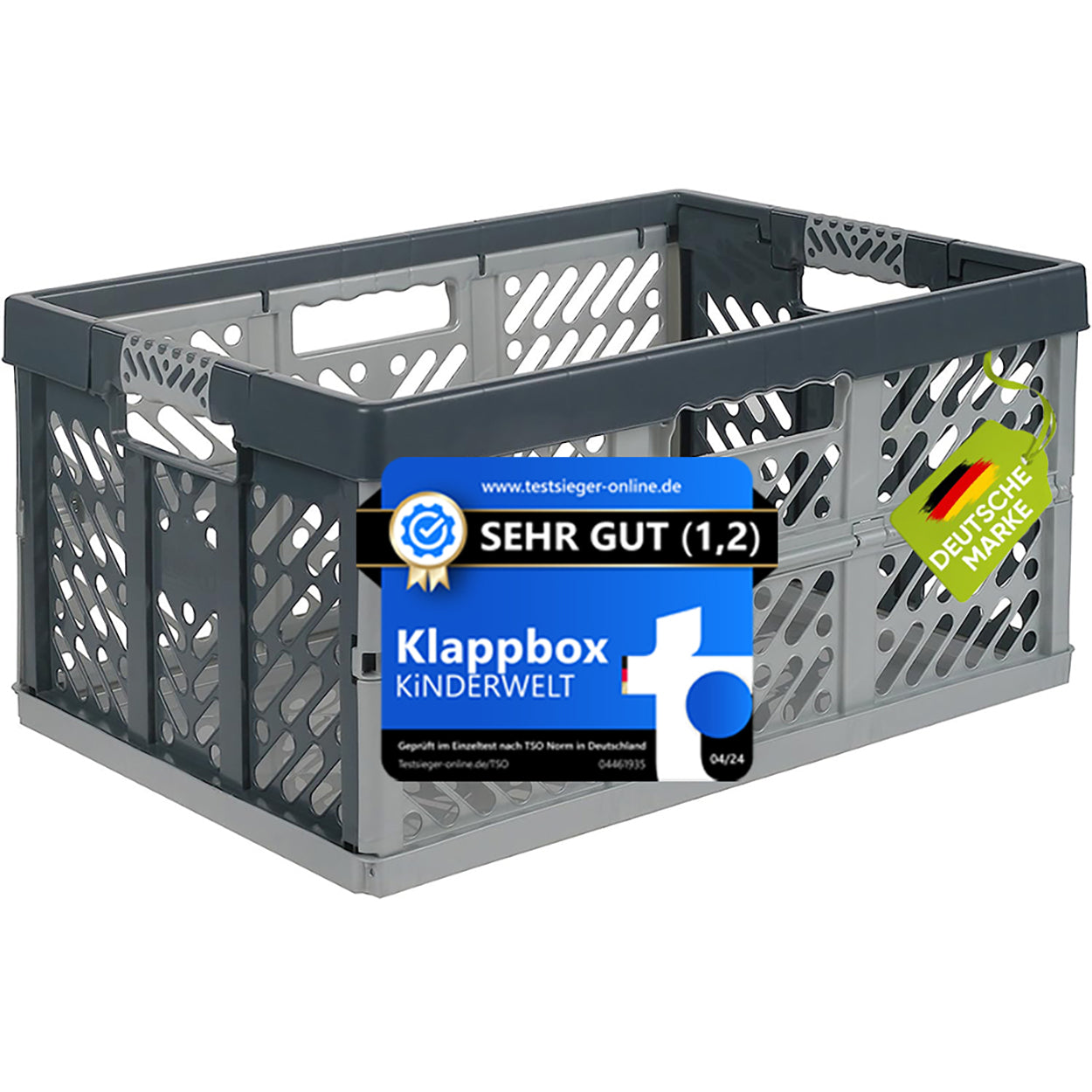 1 x 45 Liter stabile Faltbox Klappbox Kunststoff bis 50 kg Gummi Handgriffe