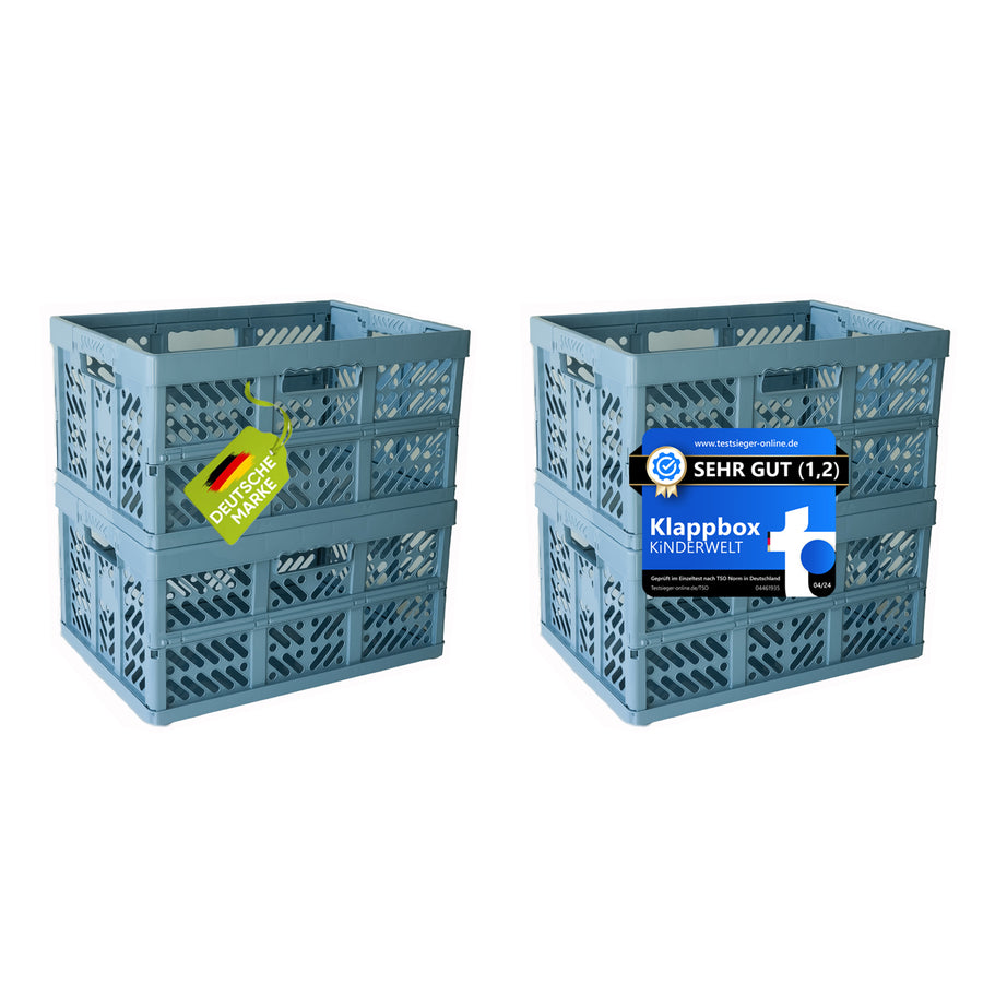 KiNDERWELT 4 x Stabile Profi-Klappboxen blau mit Soft-Touch Griffen