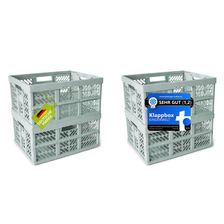 KiNDERWELT 4 x Stabile Profi-Klappboxen mintweiss mit Soft-Touch Griffen