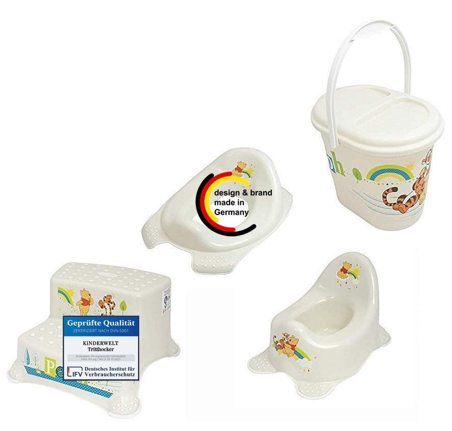 Set of 4 Z Winnie Pooh pearl white: toilet seat + potty + two-step stool + diaper pail