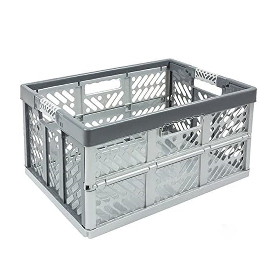 4 x Sturdy professional folding boxes with soft-touch handles, 54 x 37 x 28 cm, 45 l, Ben, silver-grey