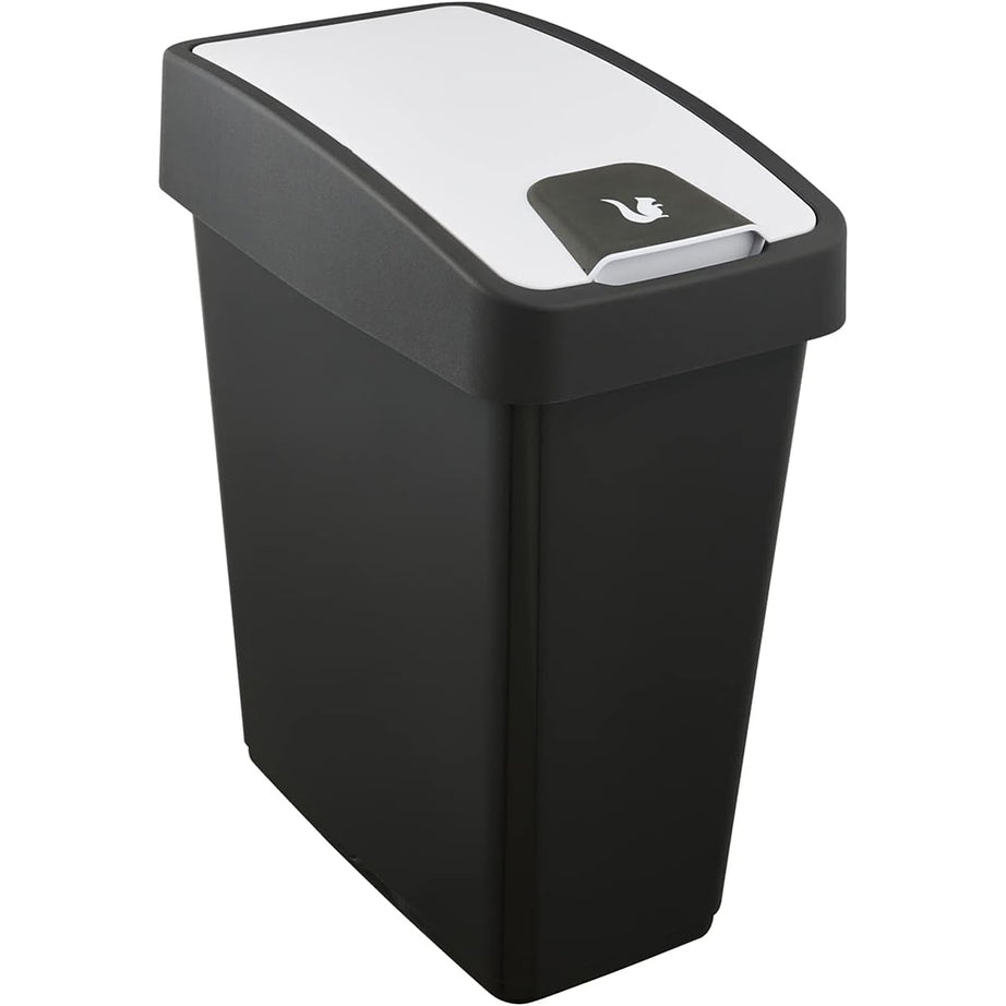 Premium waste bin with flip lid, 25 l, black-grey 