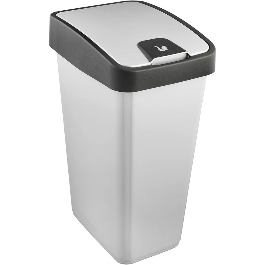 Premium Abfallbehälter mit Flip-Deckel, Soft Touch, 45 l, Silber