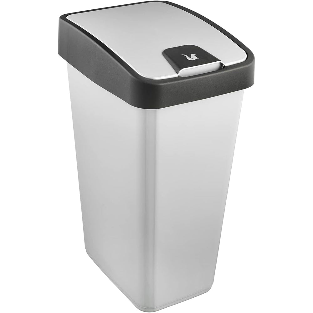 Premium waste bin with flip lid, soft touch, 45 l, silver