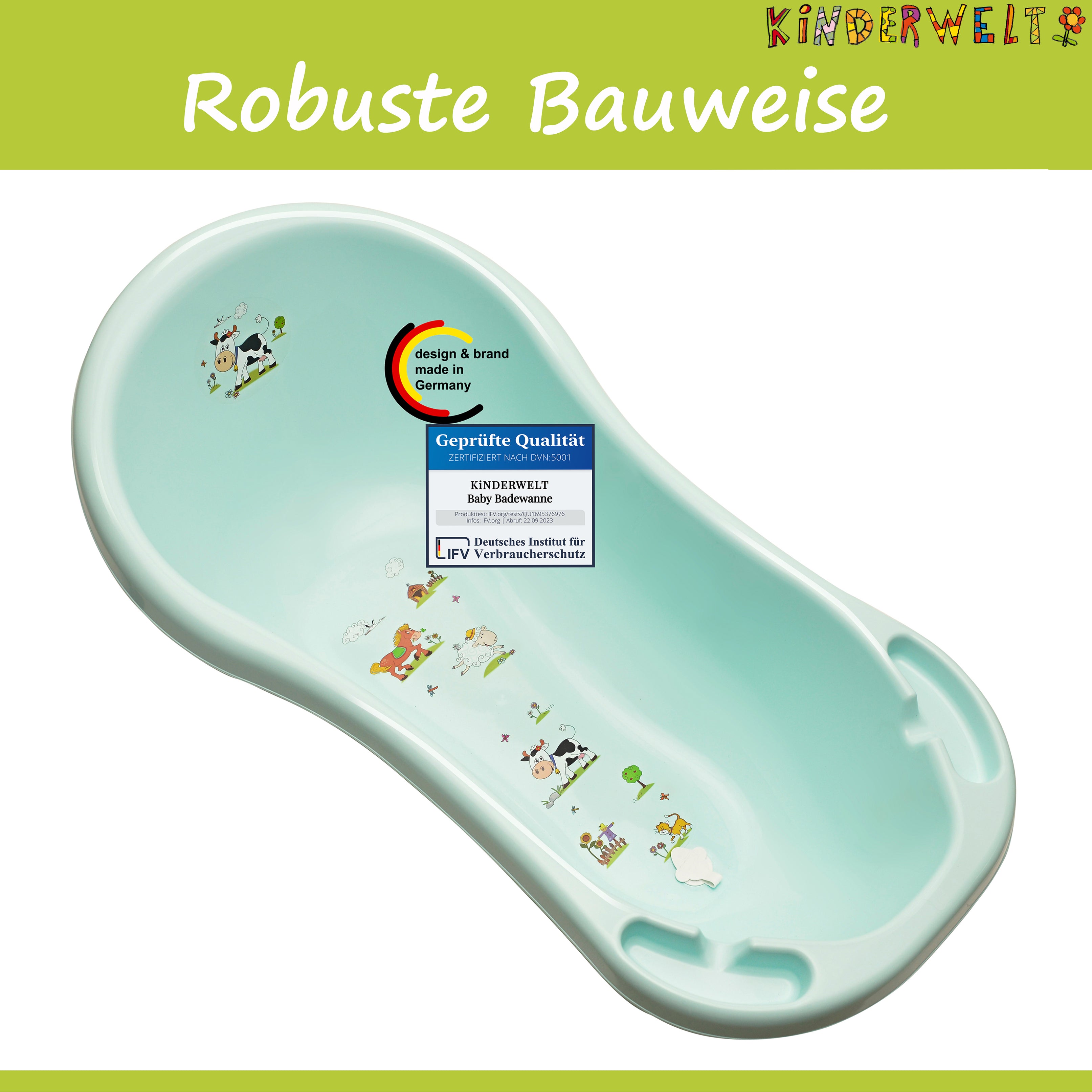 6er Set Funny Farm aqua Babywanne XXL + Badesitz + Topf + WC+ Hocker + Eimer