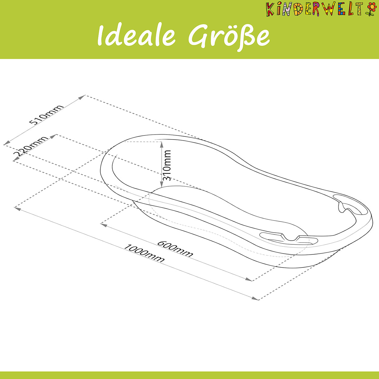 Baby Badewanne XXL 100 cm Funny Farm weiß mit Stöpsel Babywanne Wanne