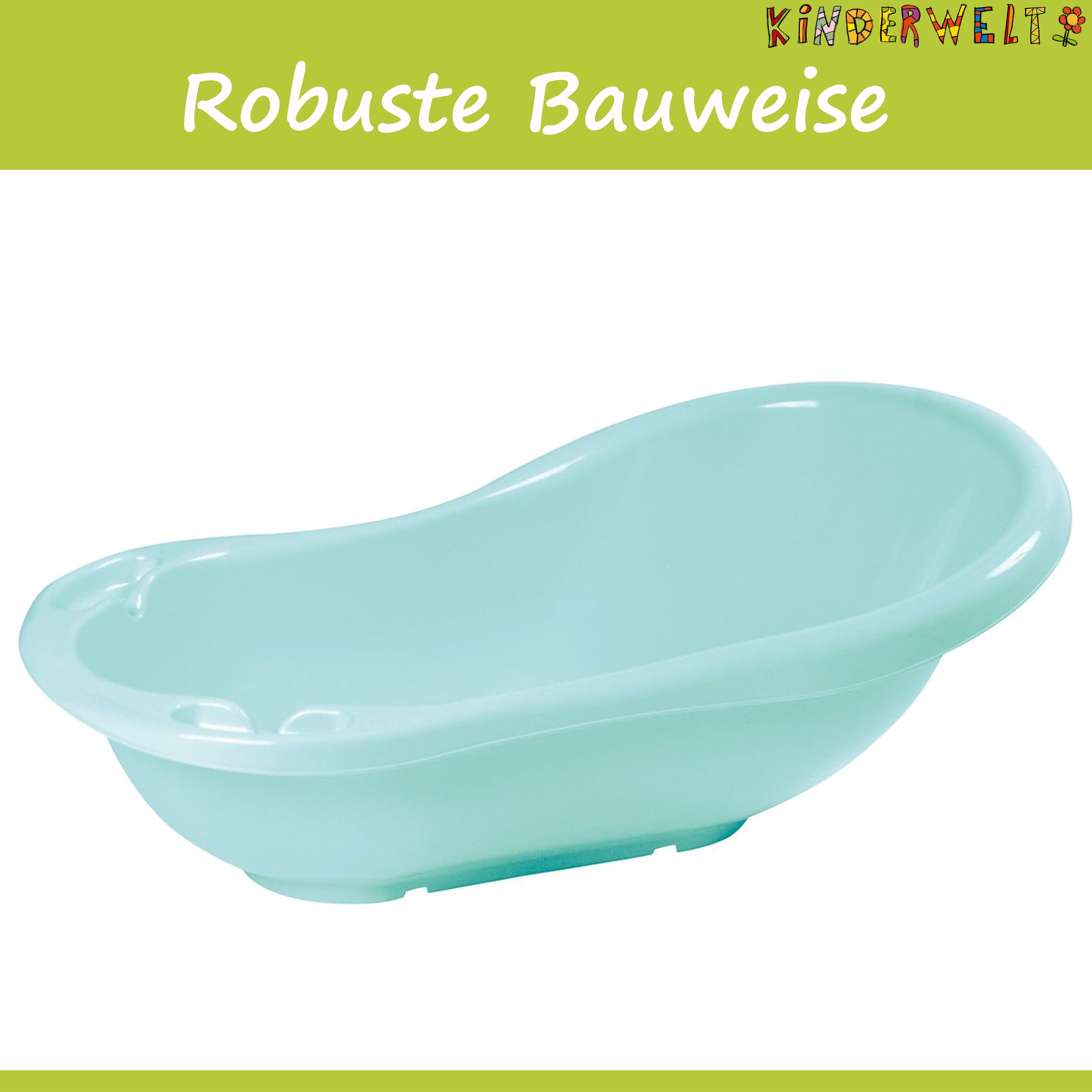 KiNDERWELT Babywanne 84 cm - Baby Badewanne - BPA-Frei - Wanne zum Baden für Babys und Neugeborene - aquamarin