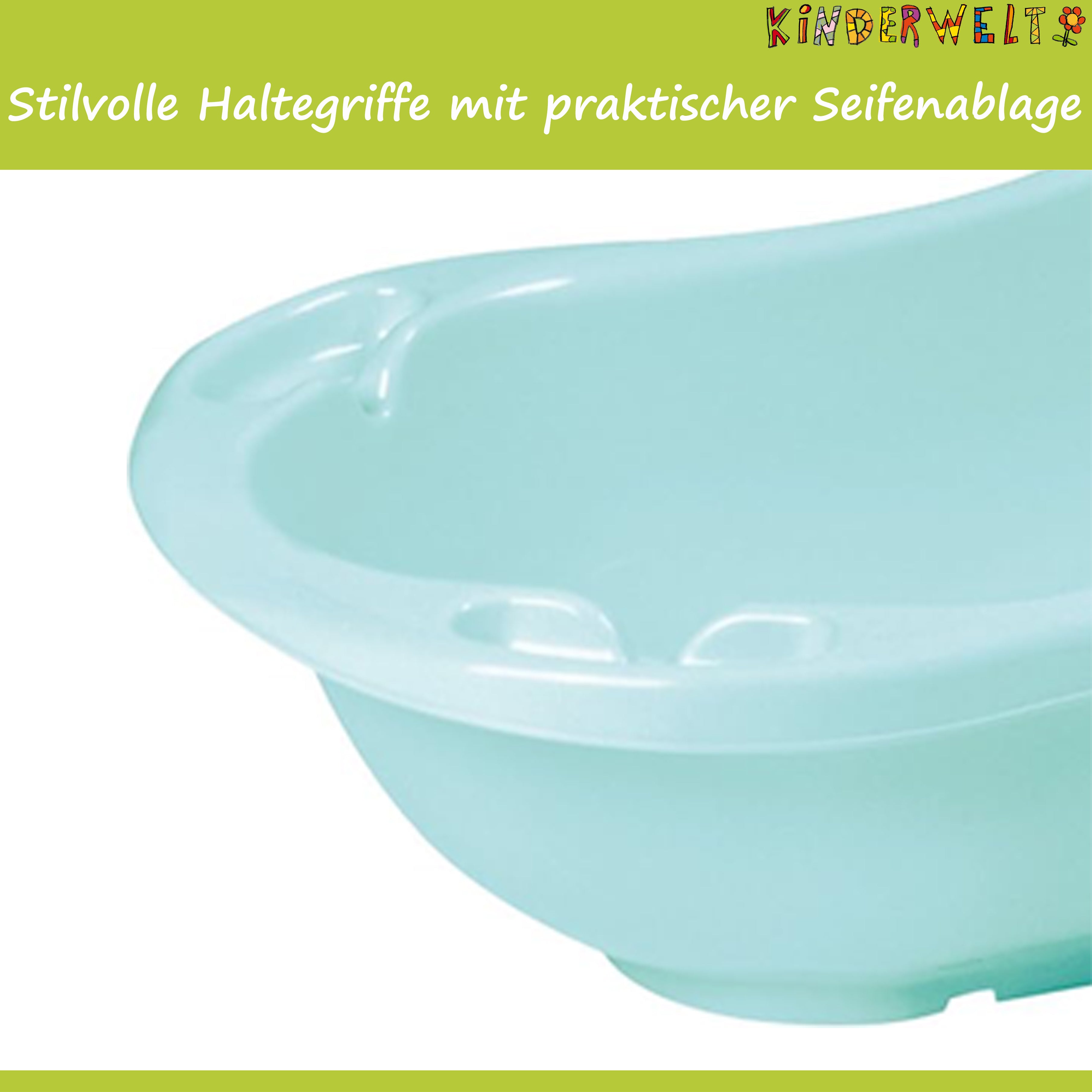 KiNDERWELT Babywanne 84 cm - Baby Badewanne - BPA-Frei - Wanne zum Baden für Babys und Neugeborene - aquamarin